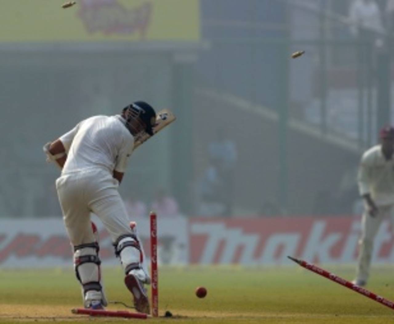 Rahul Dravid was bowled by Fidel Edwards, India v West Indies, 1st Test, New Delhi, 4th day, November 9, 2011