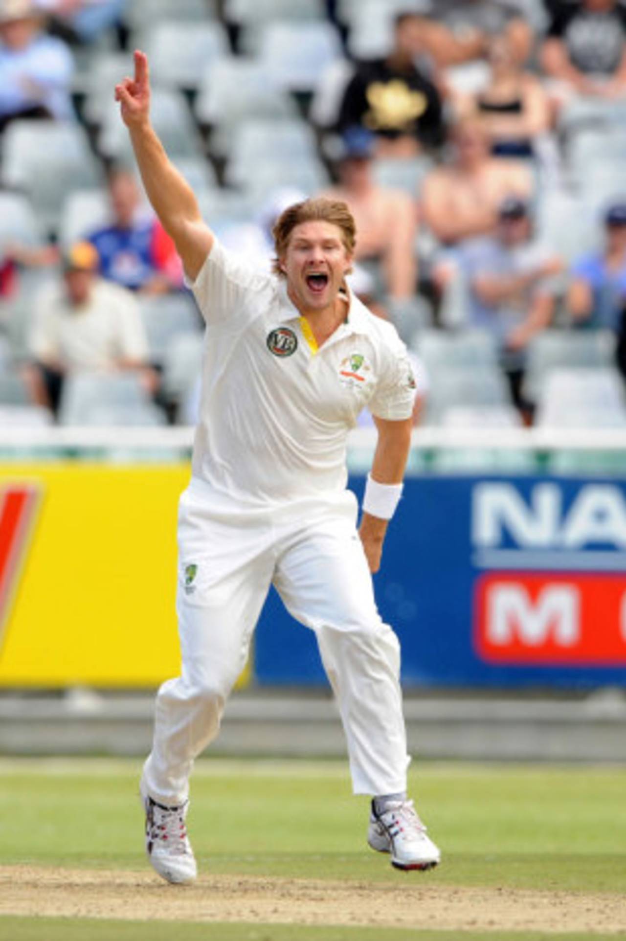 Shane Watson is pumped up after his five-for, South Africa v Australia, 1st Test, Cape Town, 2nd day, November 10, 2011