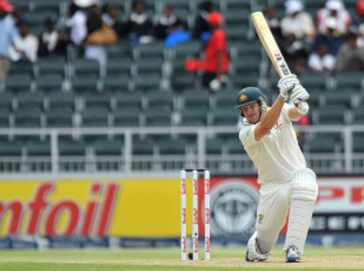 Shane Watson drives on his way to a half-century, South Africa v Australia, 2nd Test, Johannesburg, 2nd day, November 18, 2011