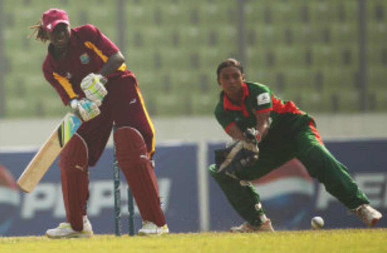 Stafanie Taylor works one to the leg side on the way to a half-century, West Indies v Bangladesh, women's 50-over match, Mirpur, Women's World Cup Qualifier, November 20, 2011 