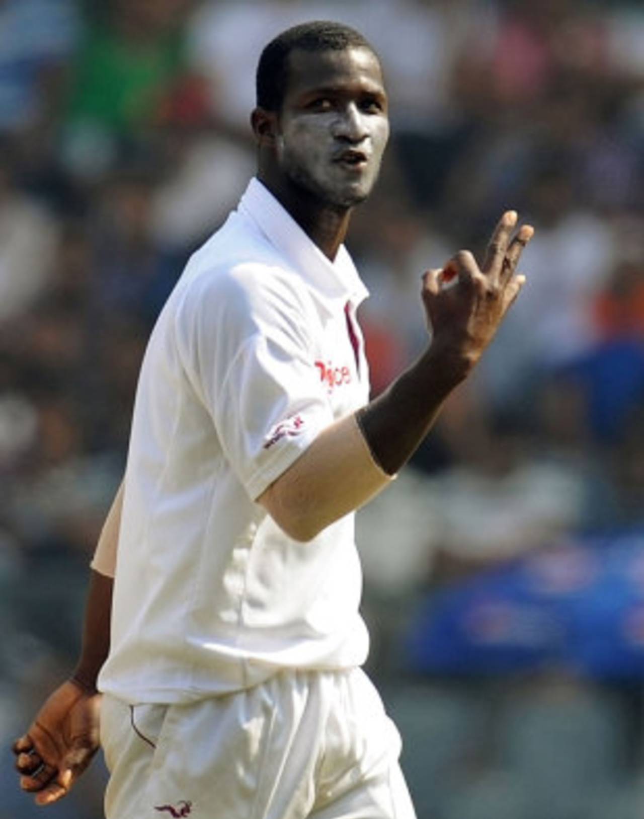 Darren Sammy removed Virender Sehwag for the third time in the series, India v West Indies, 3rd Test, Mumbai, 3rd day, November 24, 2011