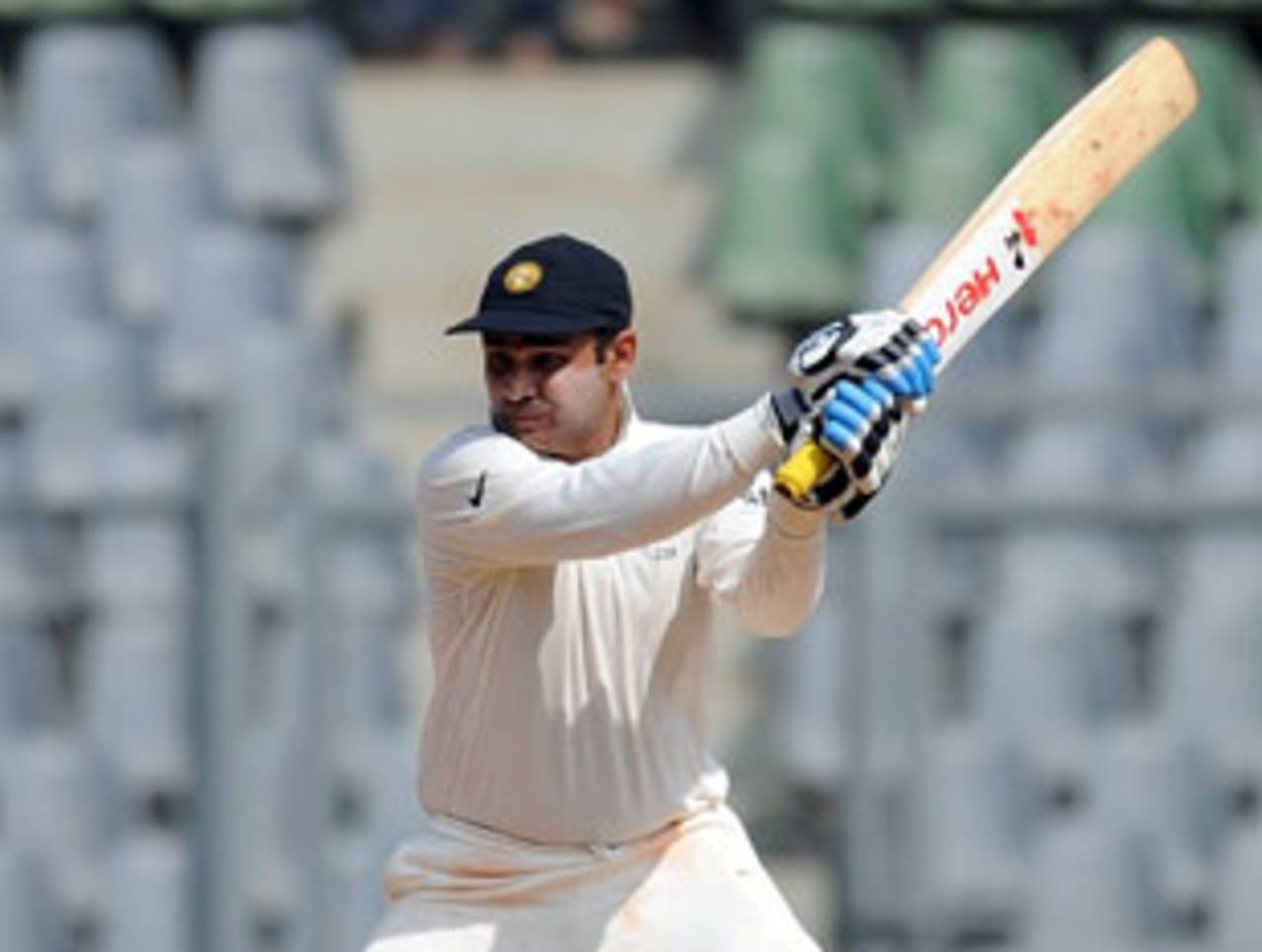 Virender Sehwag plays a cut shot, India v West Indies, 3rd Test, Mumbai, 5th day, November 26, 2011 