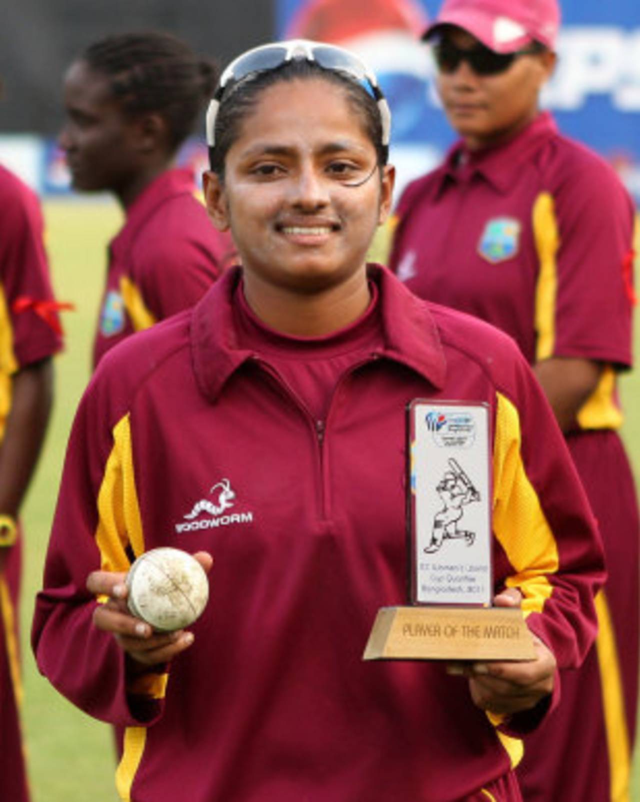 West Indies' Anisa Mohammed with her Player of the Match award, Pakistan v West Indies, ICC Women's World Cup Qualifier, Mirpur, November 26, 2011