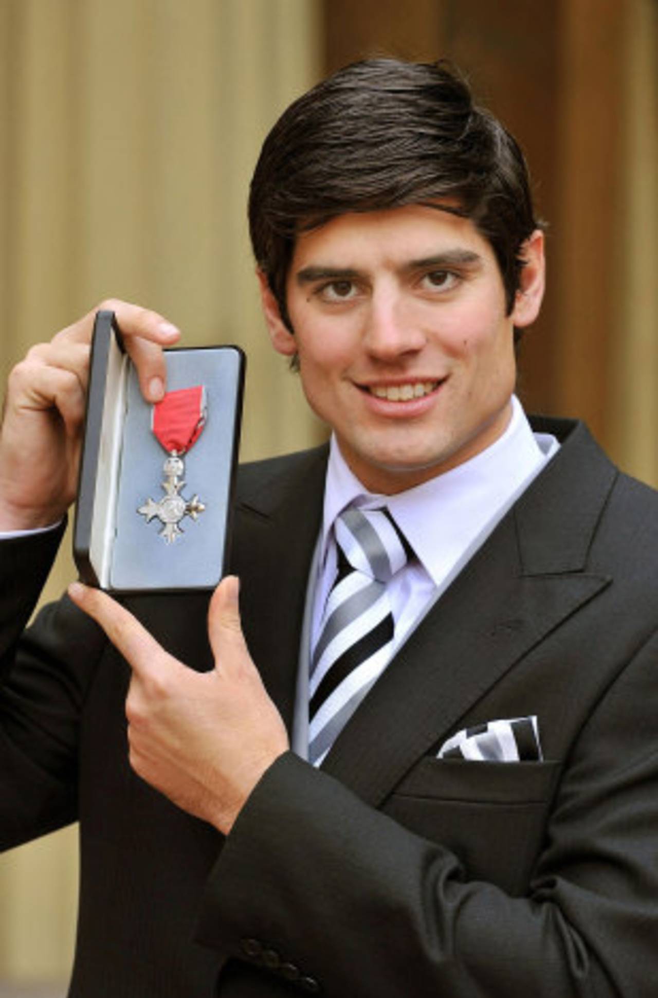 Alastair Cook was at Buckingham Palace to receive his MBE from The Queen, London, December, 6, 2011