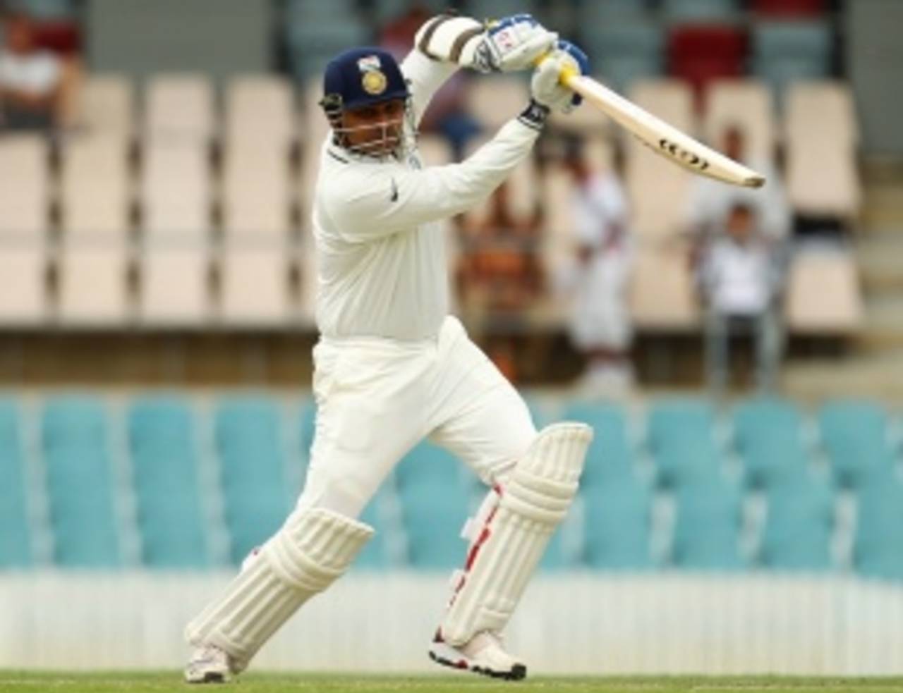 Virender Sehwag was dismissed for 12, Cricket Australia Chairman's XI v Indians, 1st day, Manuka Oval, Canberra, December 19, 2011