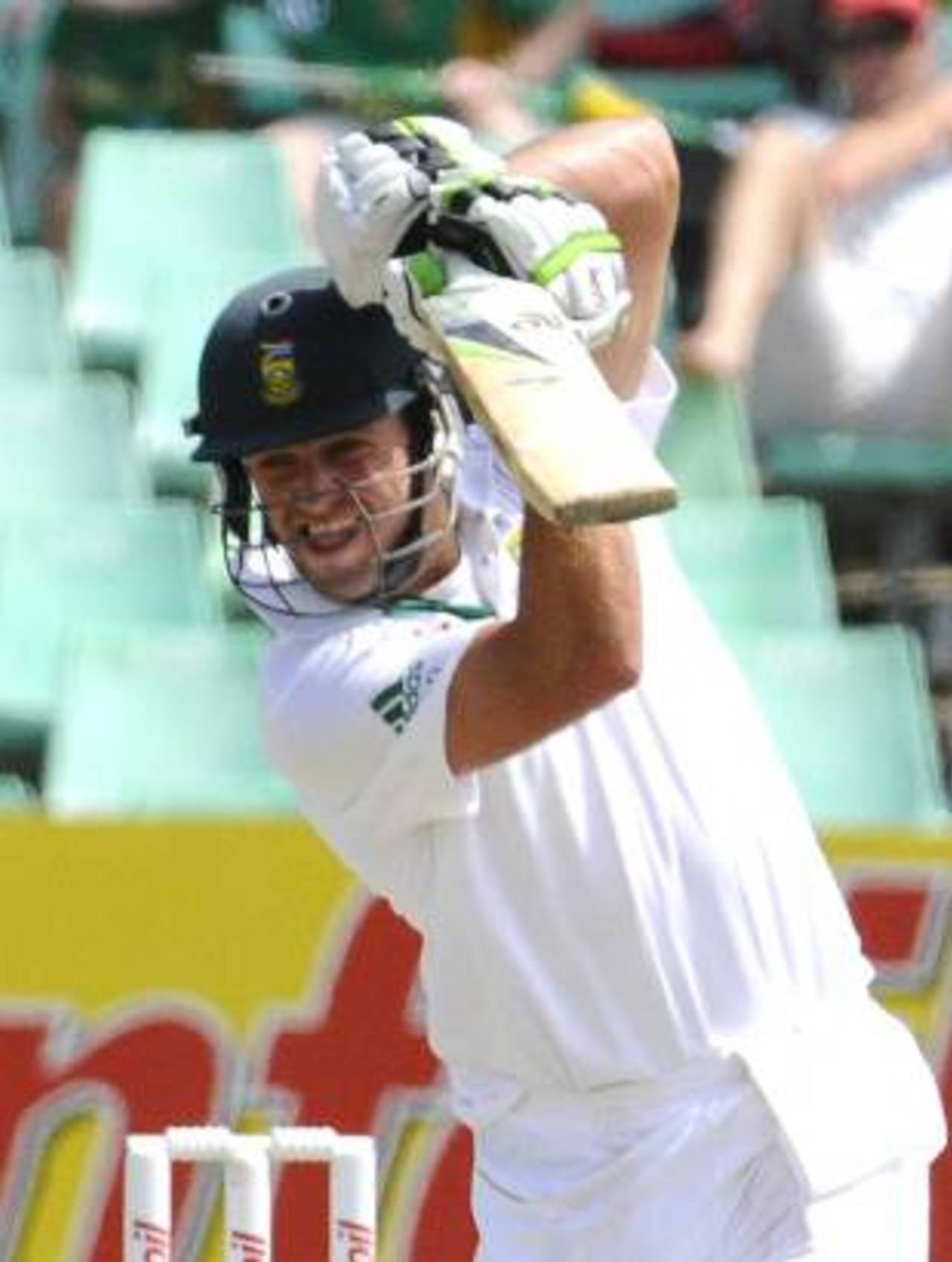 AB de Villiers drives through the off side, South Africa v Sri Lanka, 2nd Test, Durban, 2nd day, December 27, 2011
