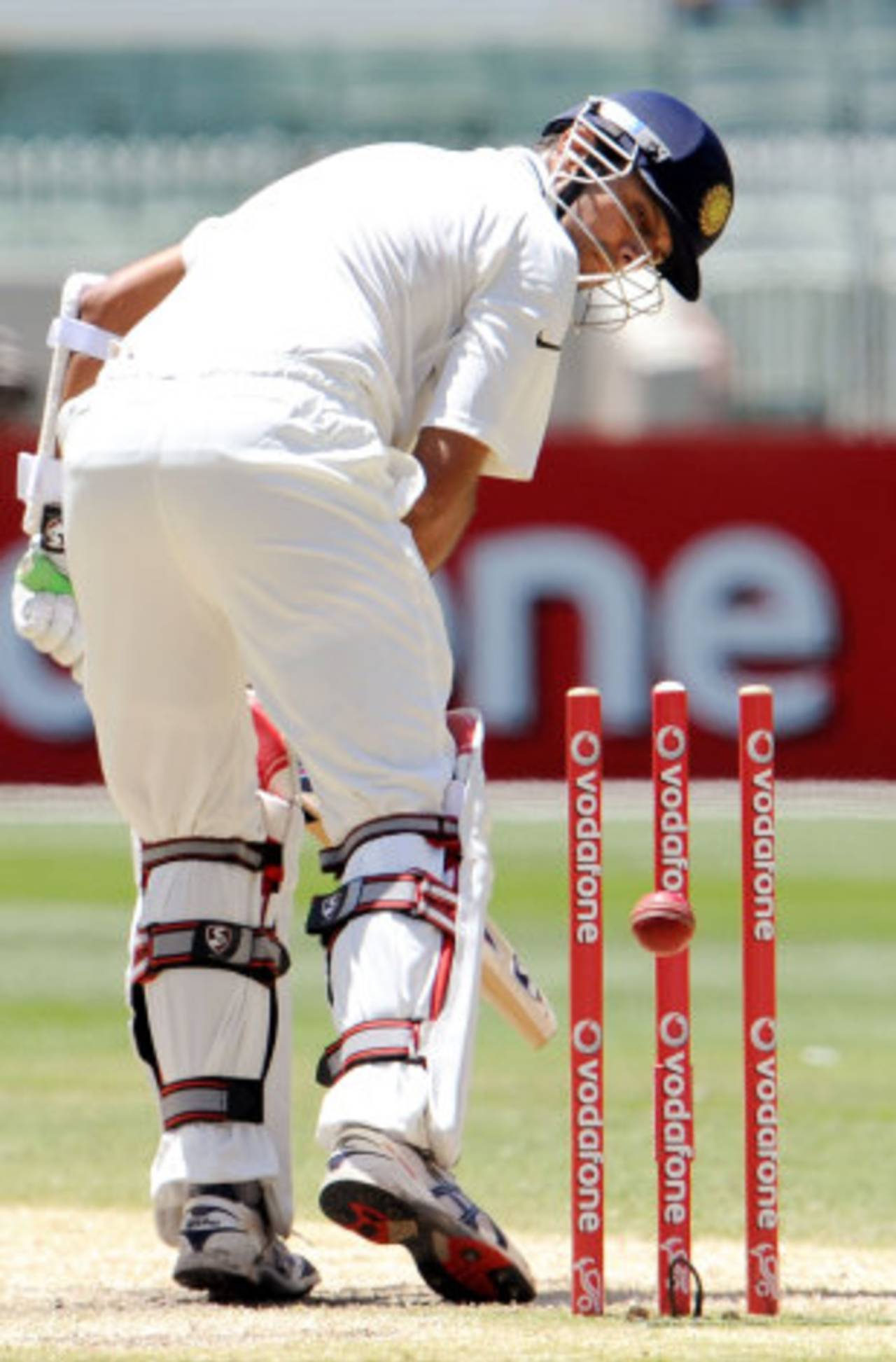 Rahul Dravid disapproves of the ball's persistent attempts to kiss the stumps as if it will turn into a prince&nbsp;&nbsp;&bull;&nbsp;&nbsp;AFP