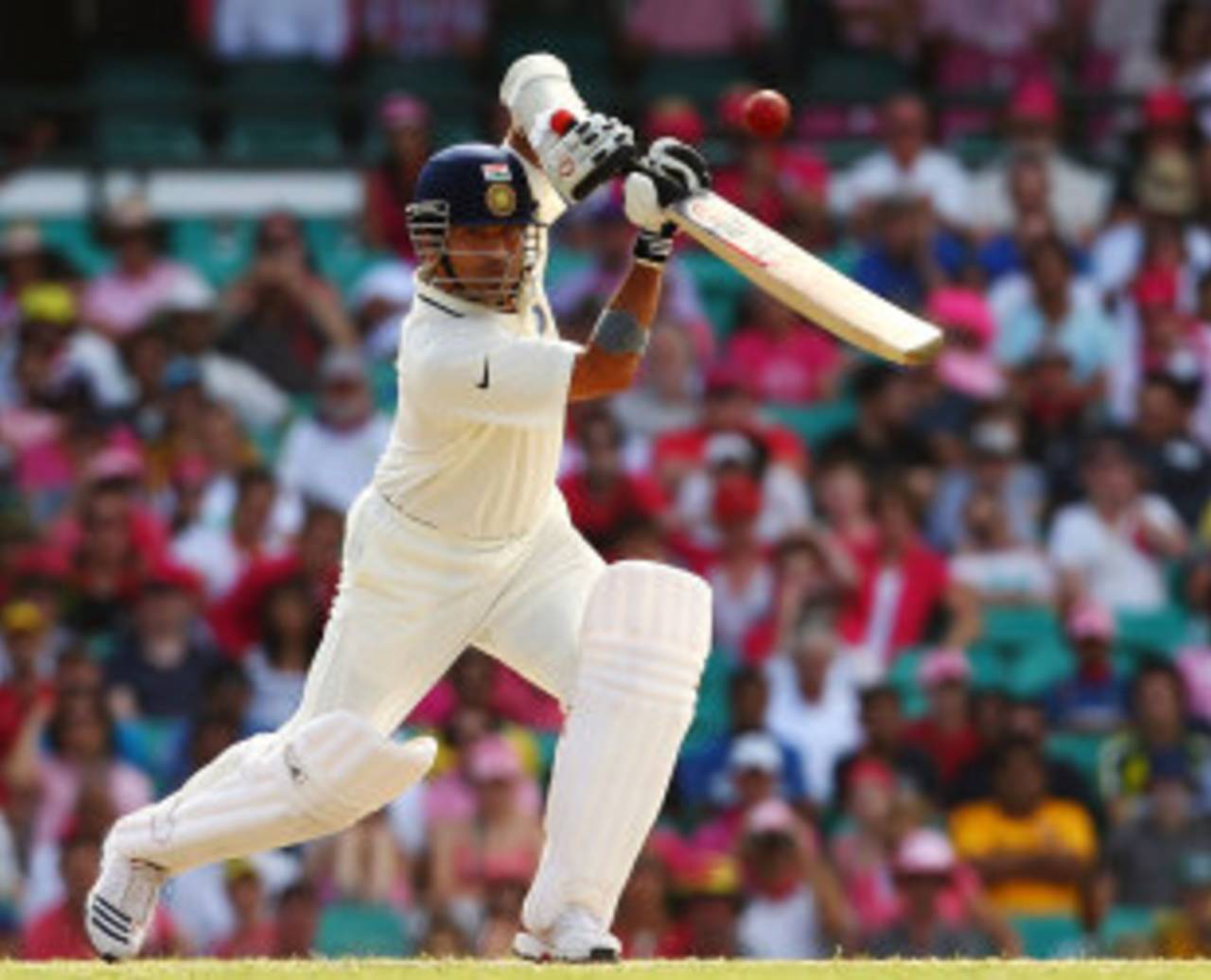 Sachin Tendulkar drives on the up, Australia v India, 2nd Test, Sydney, 3rd day, January 5, 2012