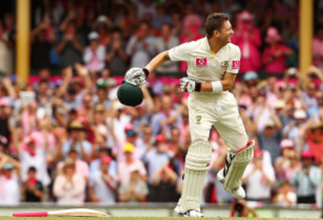 Michael Clarke is ecstatic after completing his triple, Australia v India, 2nd Test, Sydney, 3rd day, January 5, 2012