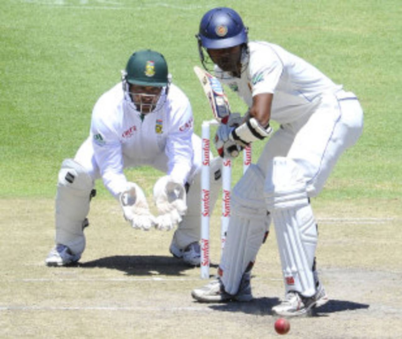Dinesh Chandimal plays back to Imran Tahir's spin, South Africa v Sri Lanka, 3rd Test, Cape Town, 3rd day, January 5, 2012