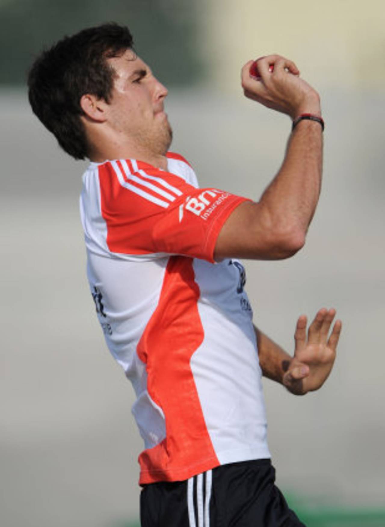 Steven Finn practising ahead of England's first warm-up match in the UAE, January, 5, 2012