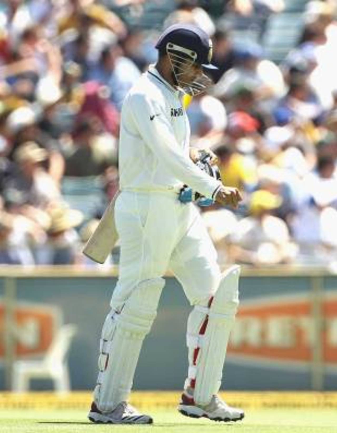 Virender Sehwag walks back after being dismissed, Australia v India, 3rd Test, Perth, 1st day, January 13, 2012