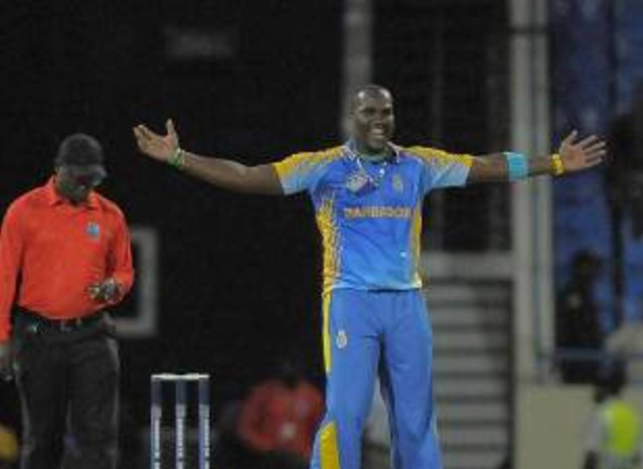 Ashley Nurse picked up three wickets for Barbados, Barbados v Netherlands, Caribbean T20 2011-12, Group B match, North Sound, Antigua, January 12, 2012