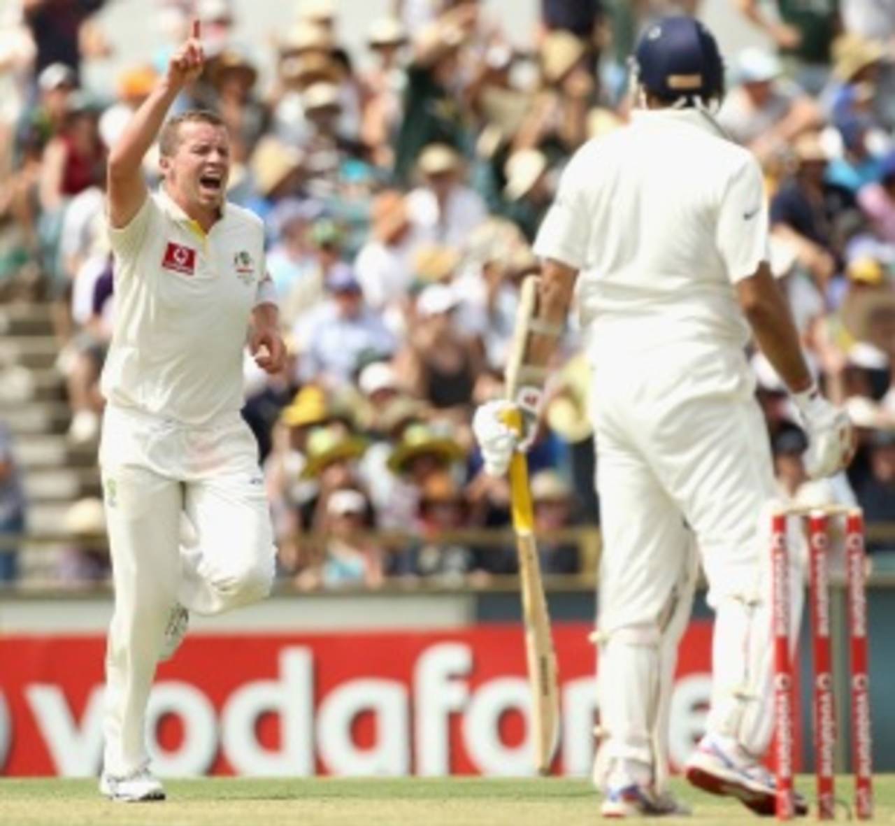 Peter Siddle had VVS Laxman caught at slip, Australia v India, 3rd Test, Perth, 1st day, January 13, 2012