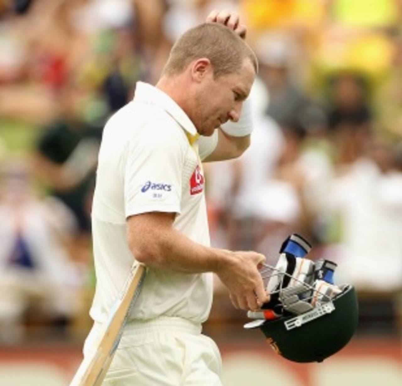 Brad Haddin walks back with a duck, Australia v India, 3rd Test, Perth, 2nd day, January 14, 2012
