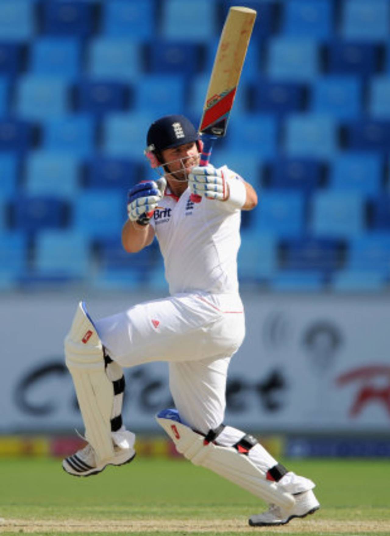 Matt Prior pulls a short ball behind square, Pakistan v England, 1st Test, Dubai, 1st day, January 17, 2012