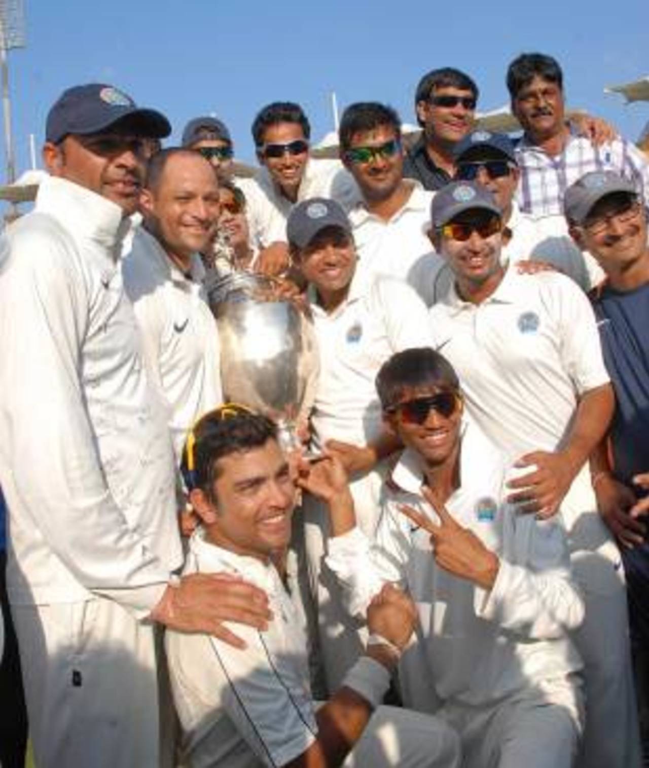 The Rajasthan players are all smiles, Tamil Nadu v Rajasthan, Ranji Trophy final, Chennai, 5th day, January 23, 2012