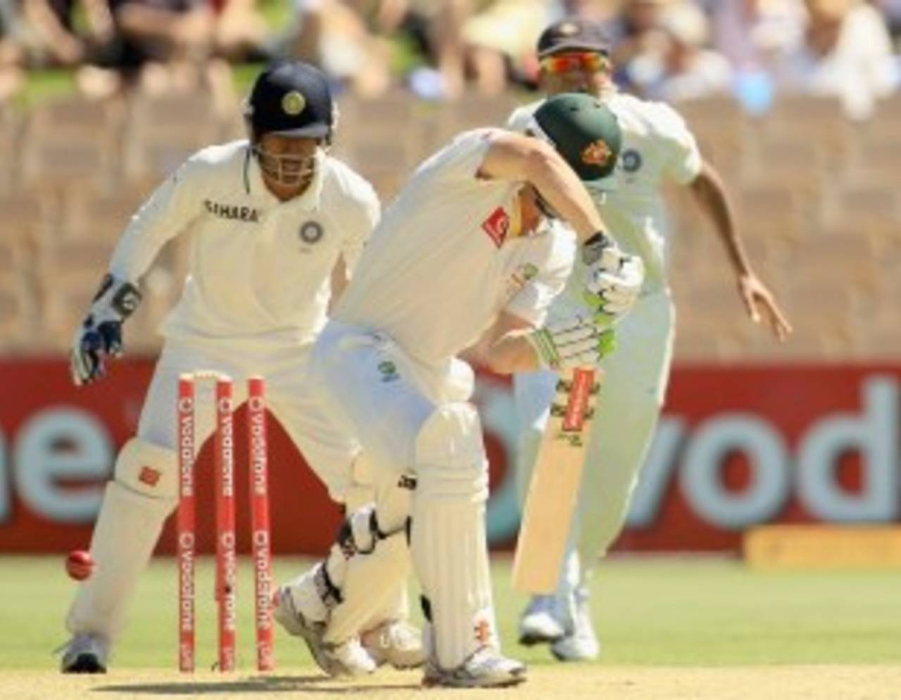Shaun Marsh is bowled by R Ashwin, Australia v India, 4th Test, Adelaide, 1st day, January 24, 2012