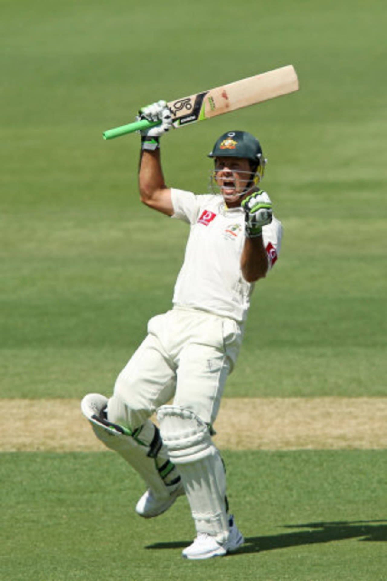 Ricky Ponting is ecstatic after his century, Australia v India, 4th Test, Adelaide, 1st day, January 24, 2012