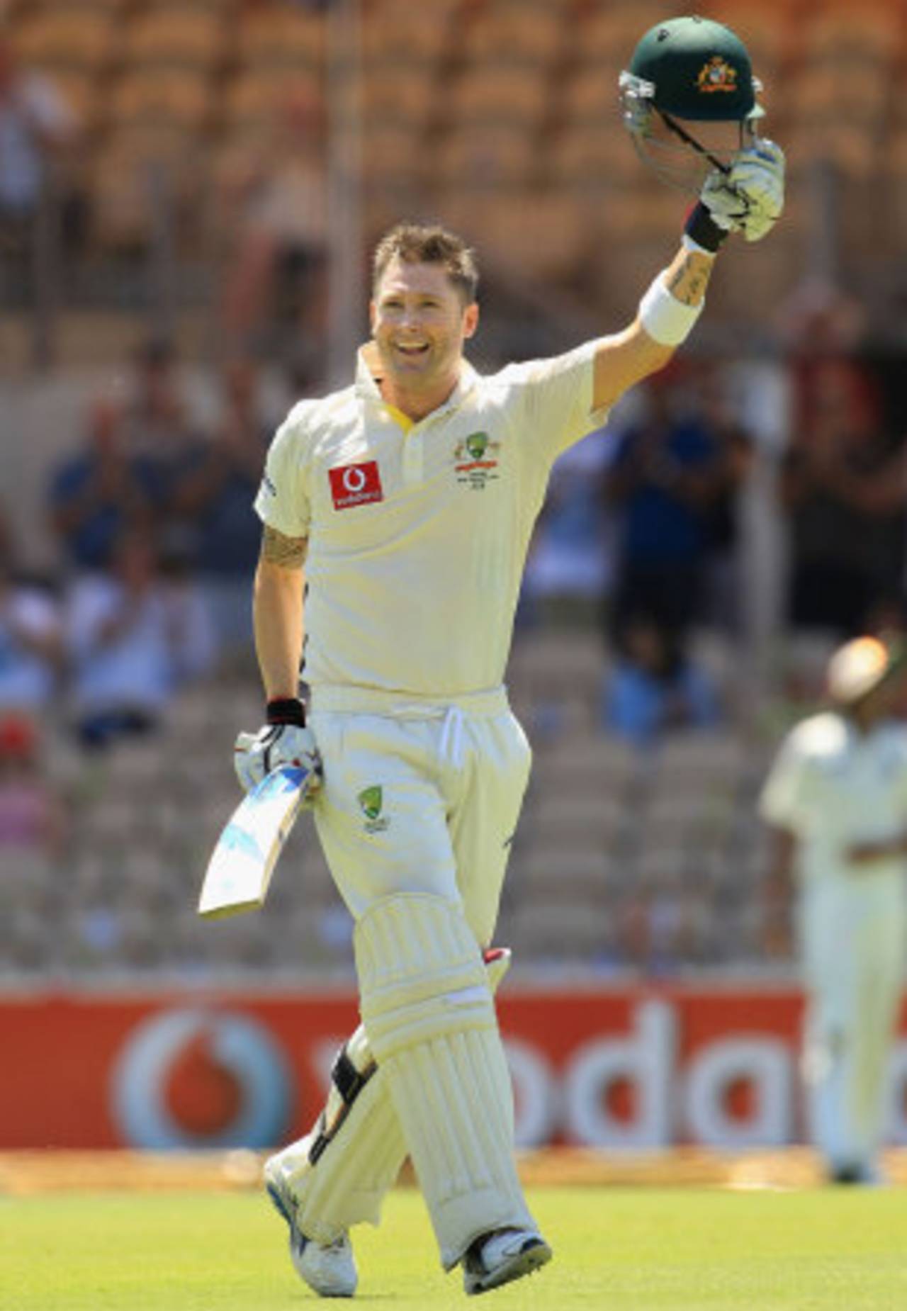 Michael Clarke is all smiles on reaching his double century, Australia v India, 4th Test, Adelaide, 2nd day, January 25, 2012