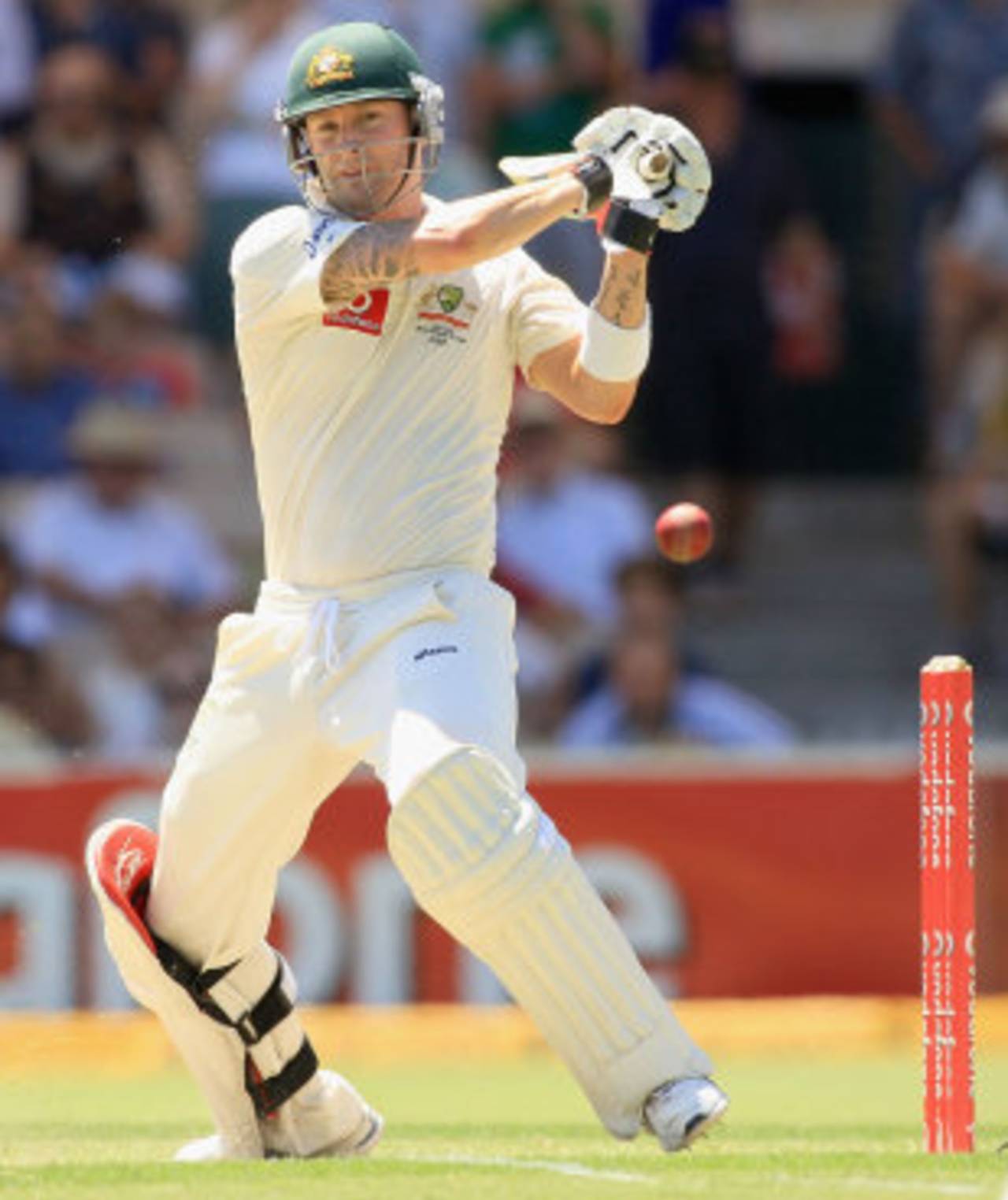Michael Clarke powers the ball to the leg side, Australia v India, 4th Test, Adelaide, 2nd day, January 25, 2012
