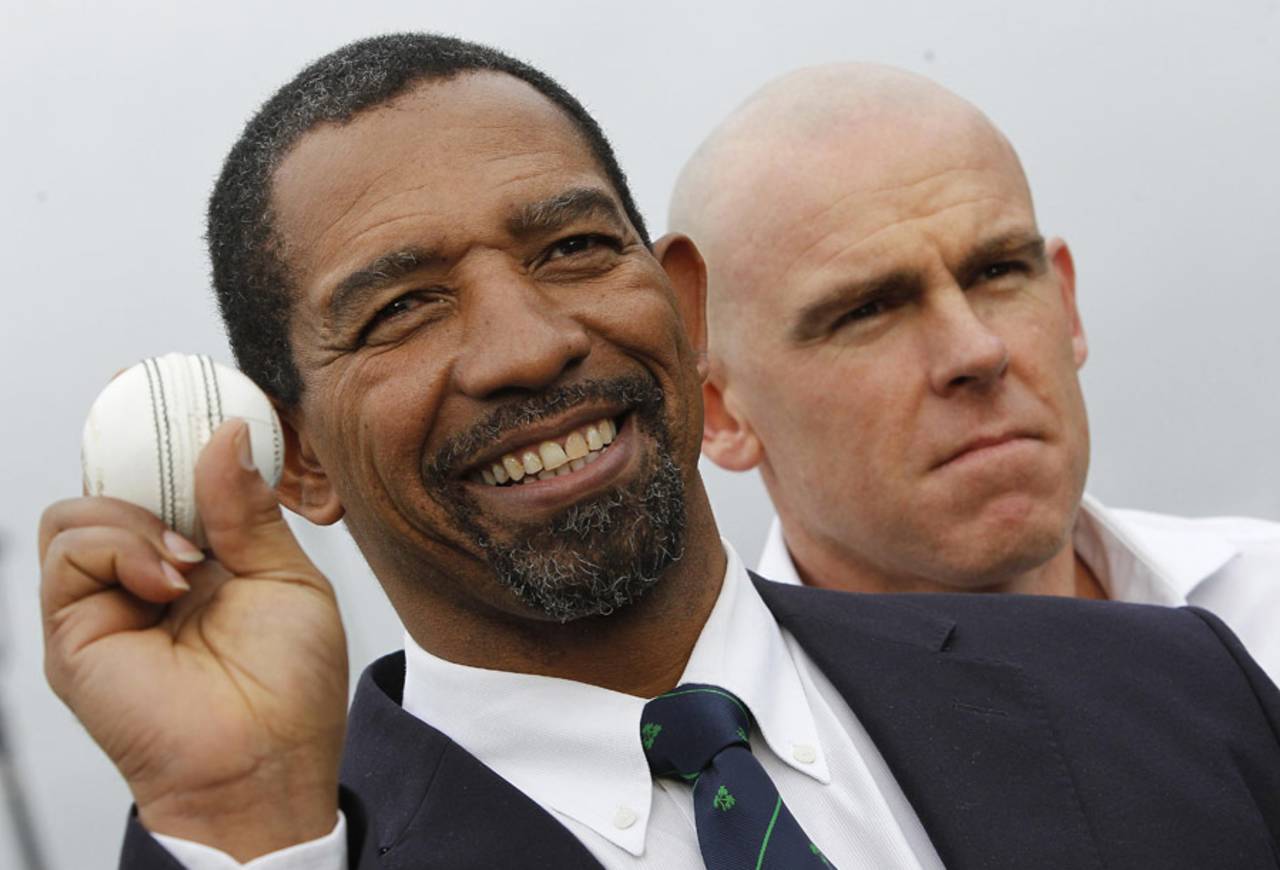 Irish coach Phil Simmons and Trent Johnston during a photocall at the Croke Park Hotel Dublin, January 24, 2011.