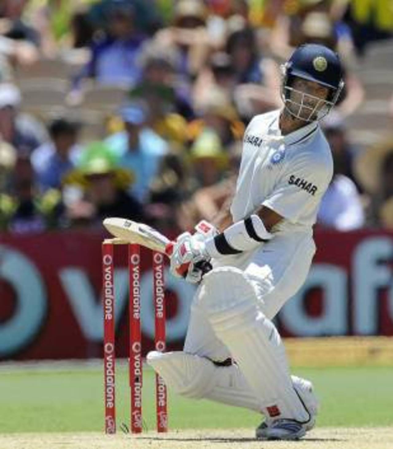Wriddhiman Saha evades a short ball, Australia v India, 4th Test, Adelaide, 3rd day, January 26, 2012