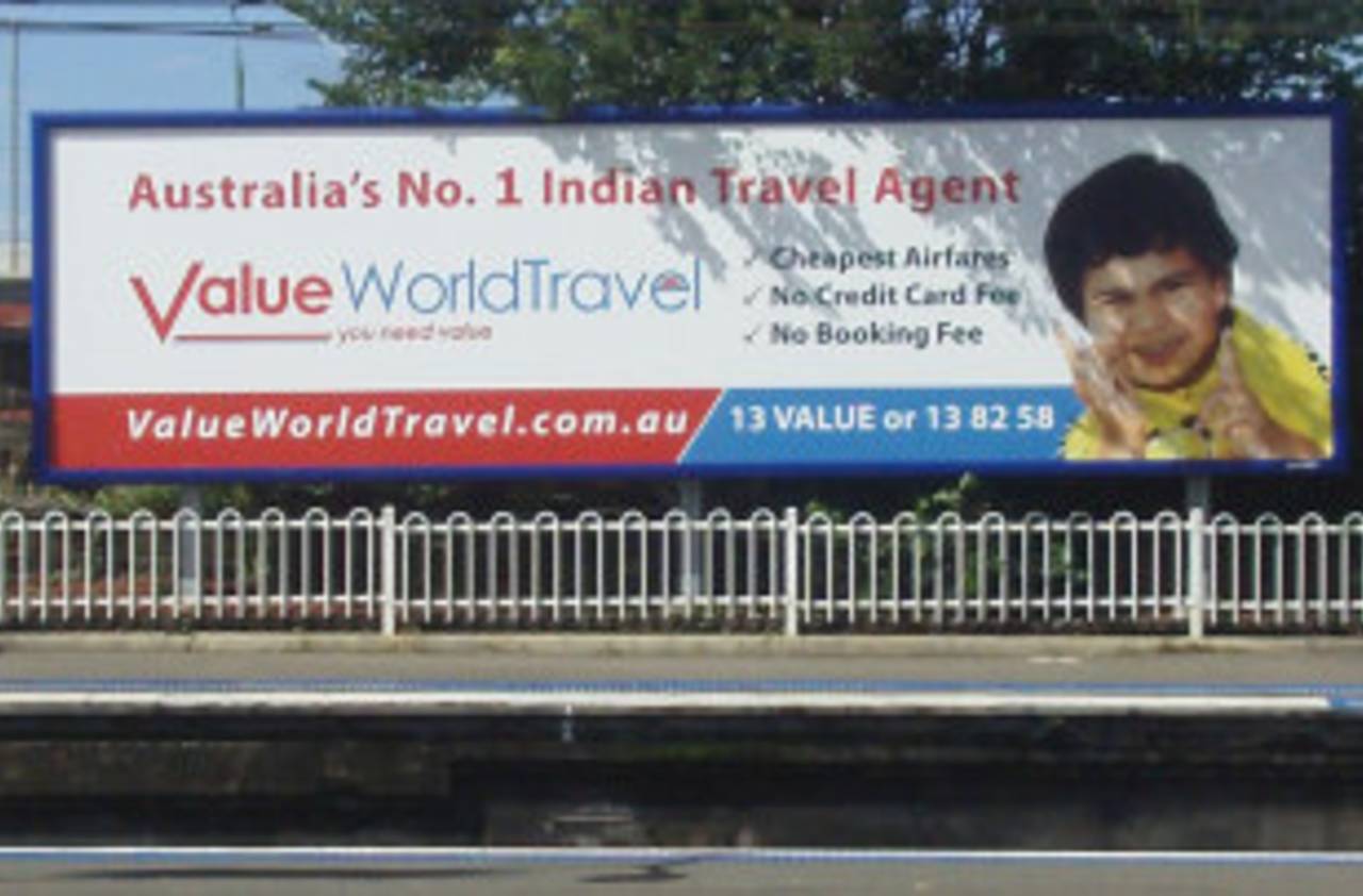 An advertising signboard at a train station