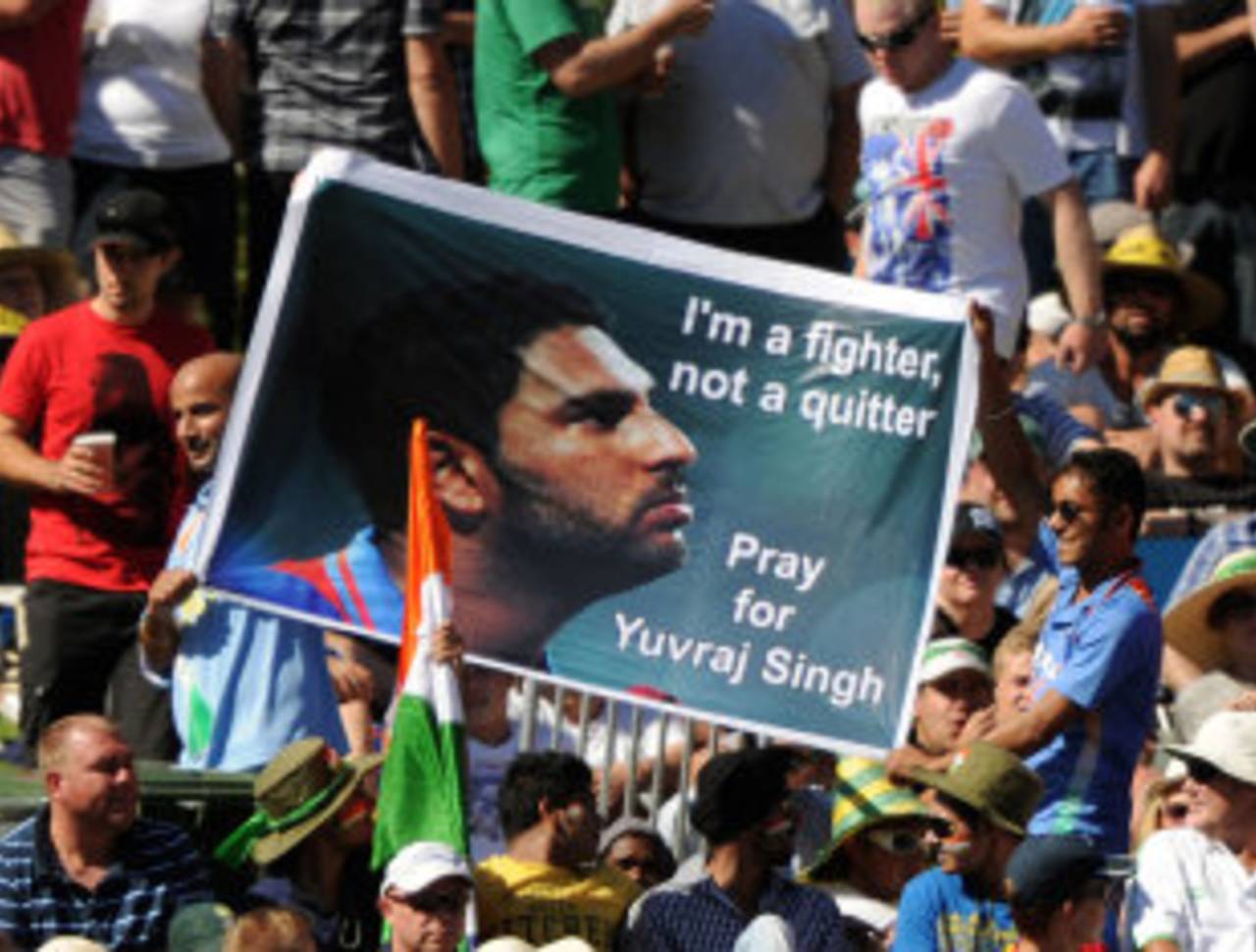 A message of support for Yuvraj Singh, Australia v India, Commonwealth Bank Series, Adelaide, February 12, 2012
