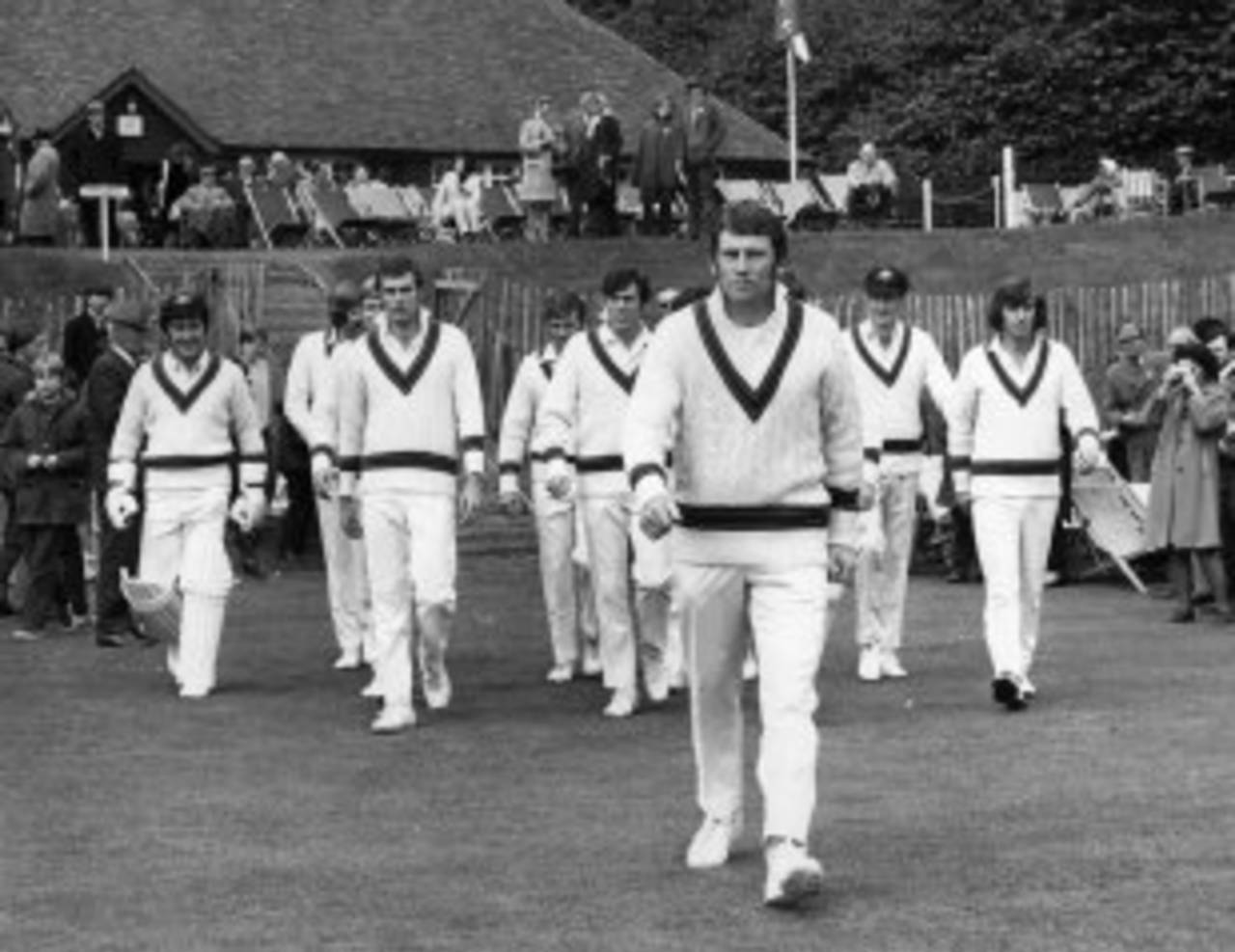 Ian Chappell leads the Australians out, Arundel, April 22, 1972