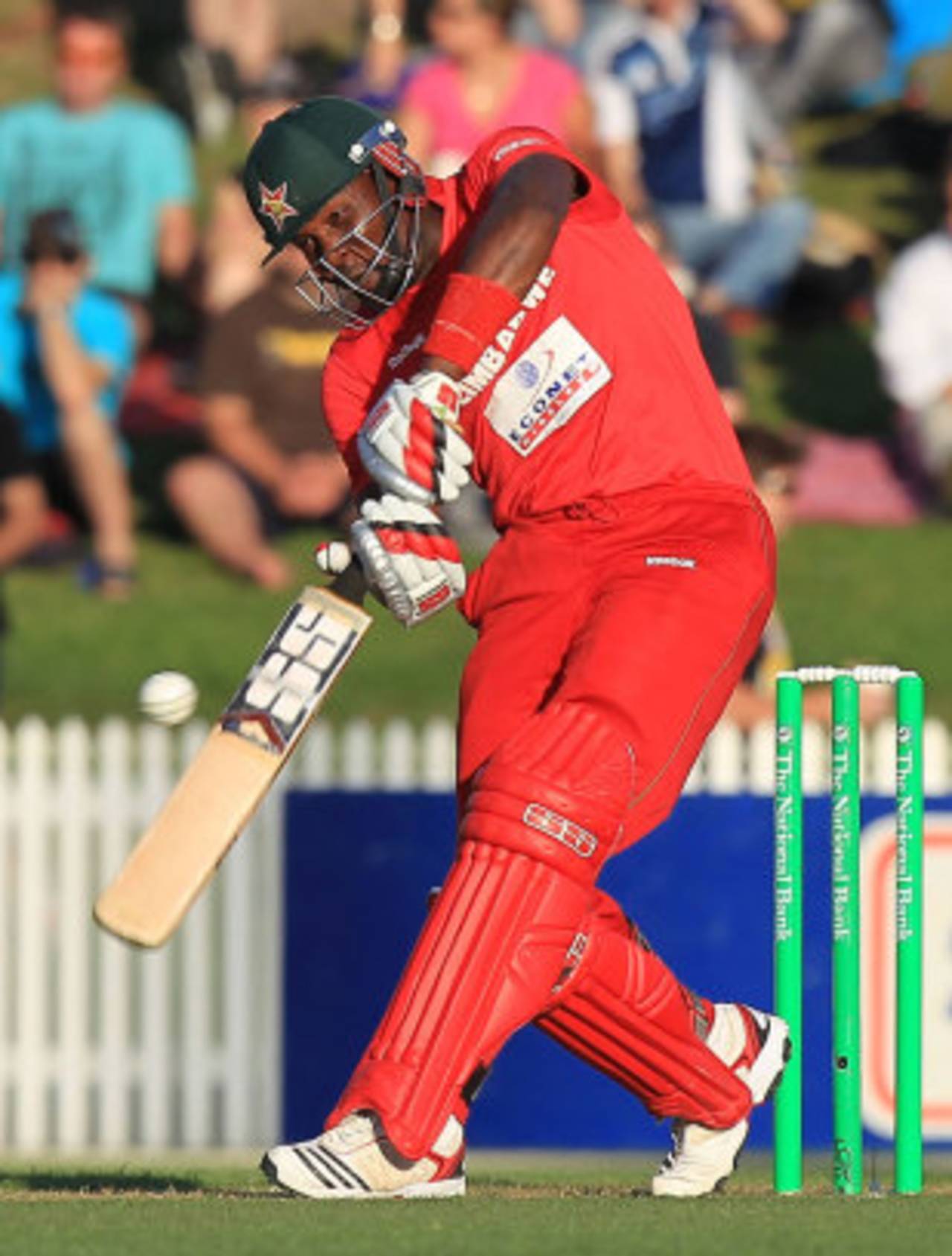 Hamilton Masakadza winds up for a big hit, New Zealand v Zimbabwe, 2nd Twenty20 international, Hamilton, February 14, 2012 