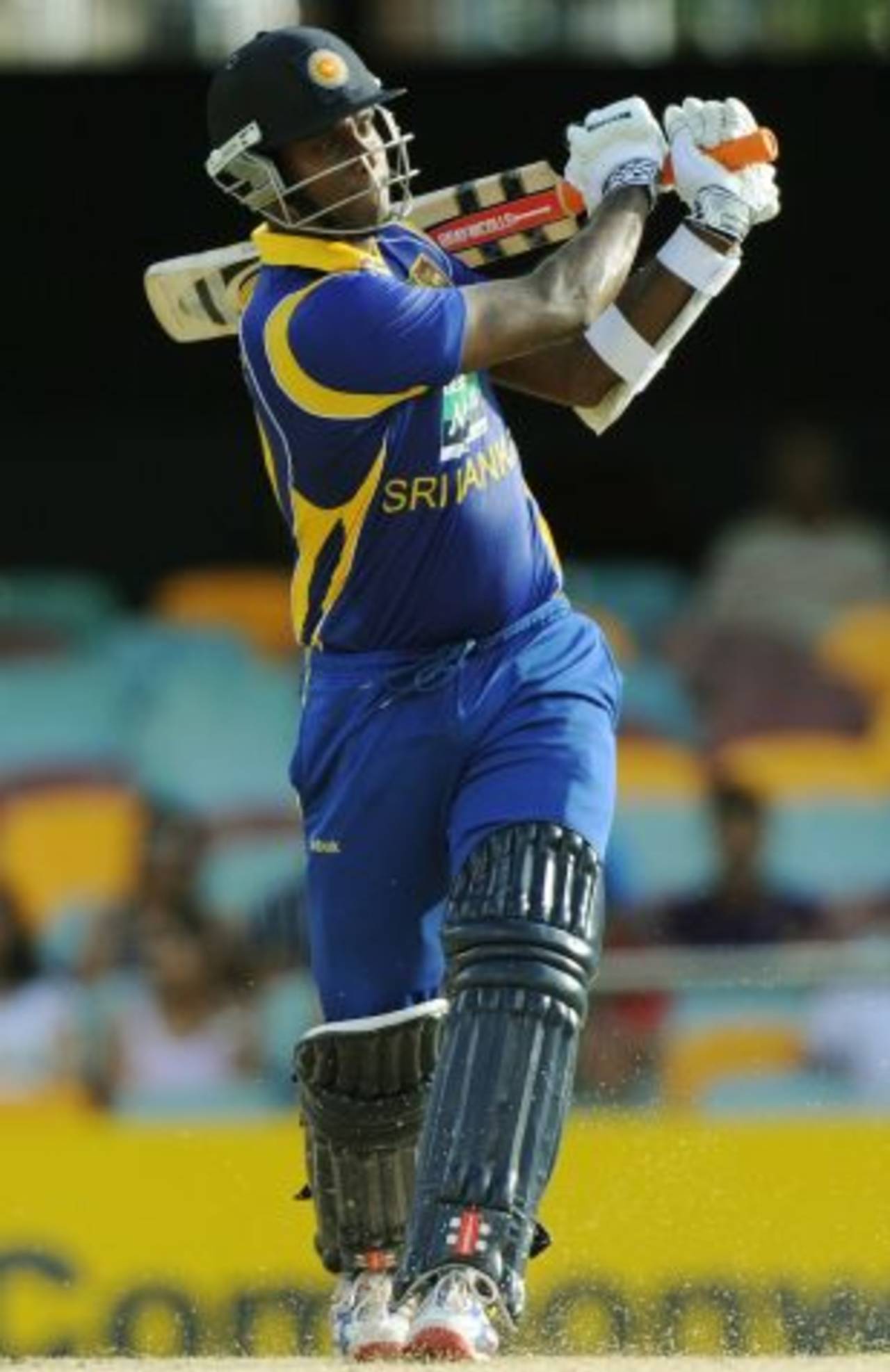 Angelo Mathews aims for the midwicket boundary, India v Sri Lanka, CB Series, Brisbane, February 21, 2012