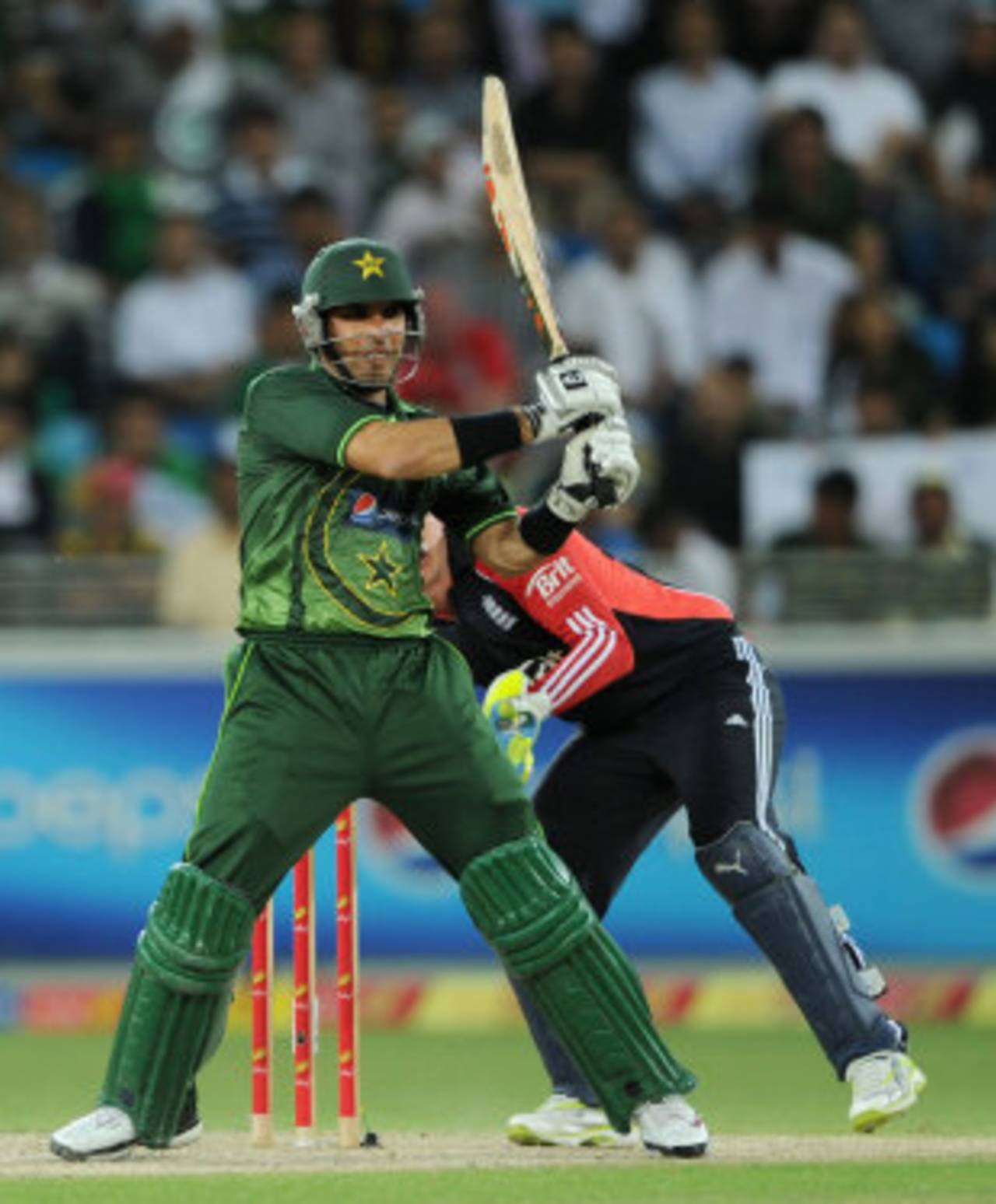 Misbah-ul-Haq gathered the Pakistan innings and got it moving again, Pakistan v England, 1st T20, Dubai, February, 23, 2012
