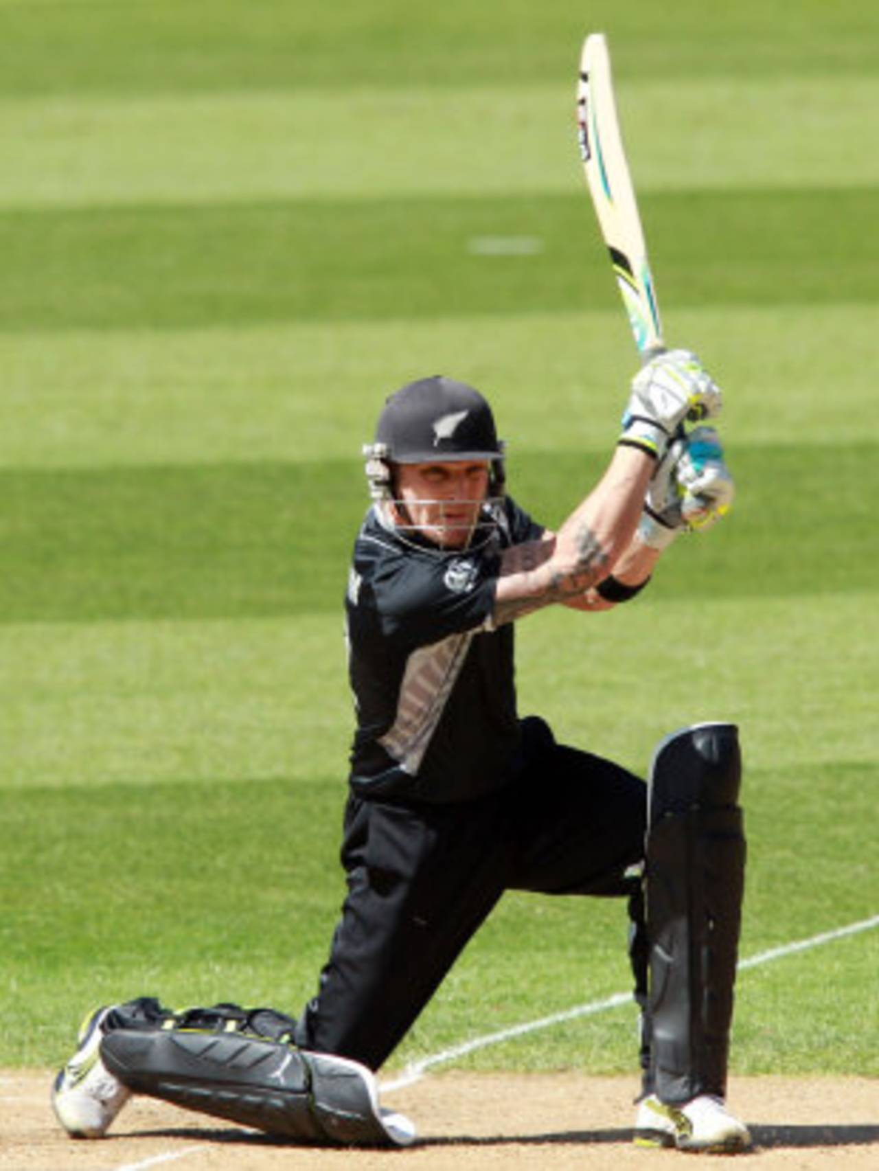 Brendon McCullum muscles the ball through the off side, New Zealand v South Africa, 1st ODI , Wellington, February 25, 2012