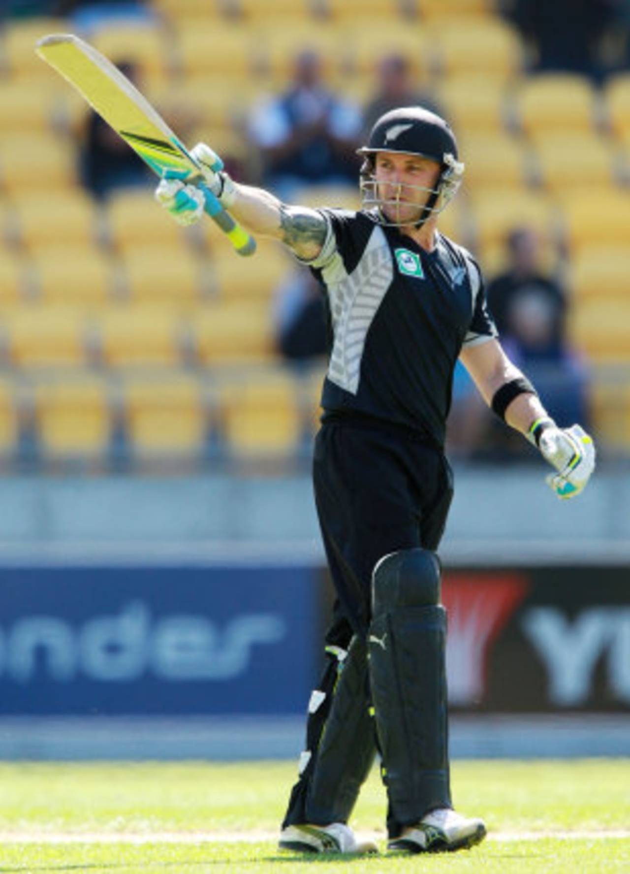 Brendon McCullum signals his half-century, New Zealand v South Africa, 1st ODI , Wellington, February 25, 2012