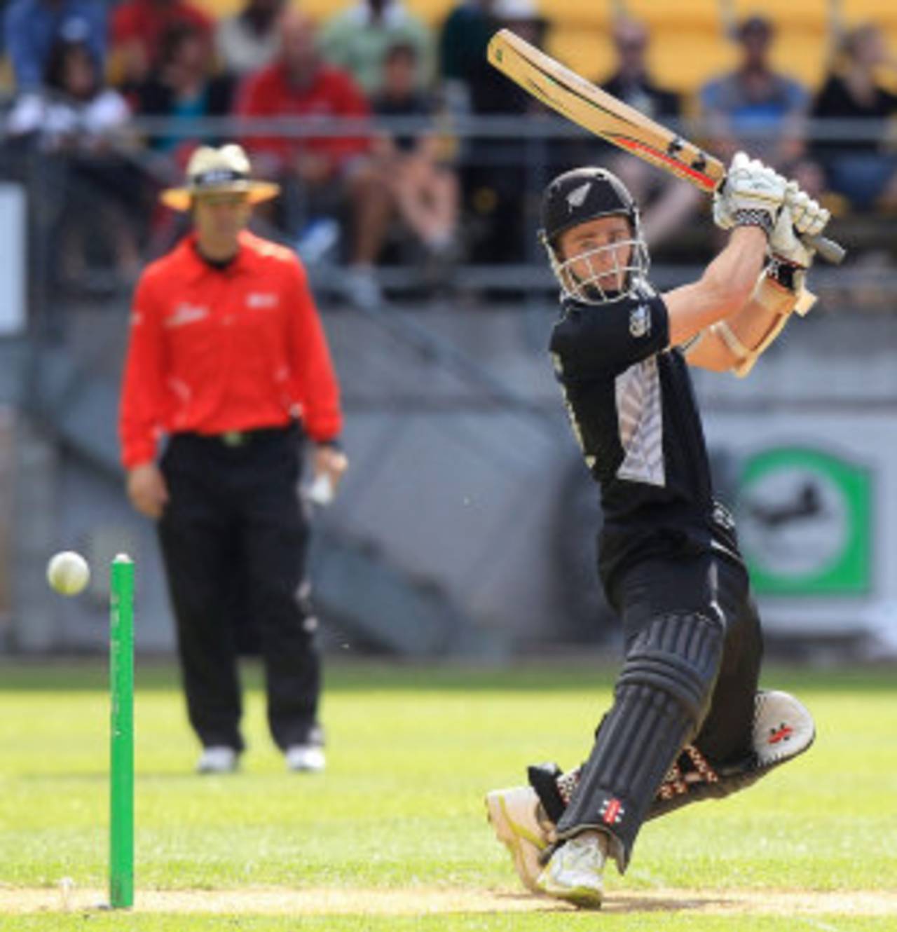 Kane Williamson chops the ball towards point, New Zealand v South Africa, 1st ODI , Wellington, February 25, 2012