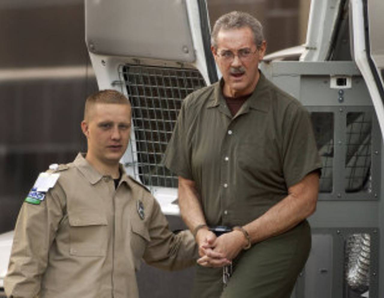 Allen Stanford arrives at the Bob Casey Federal Courthouse in Houston, where he will be tried for fraud, Houston, Texas, March 5, 2012