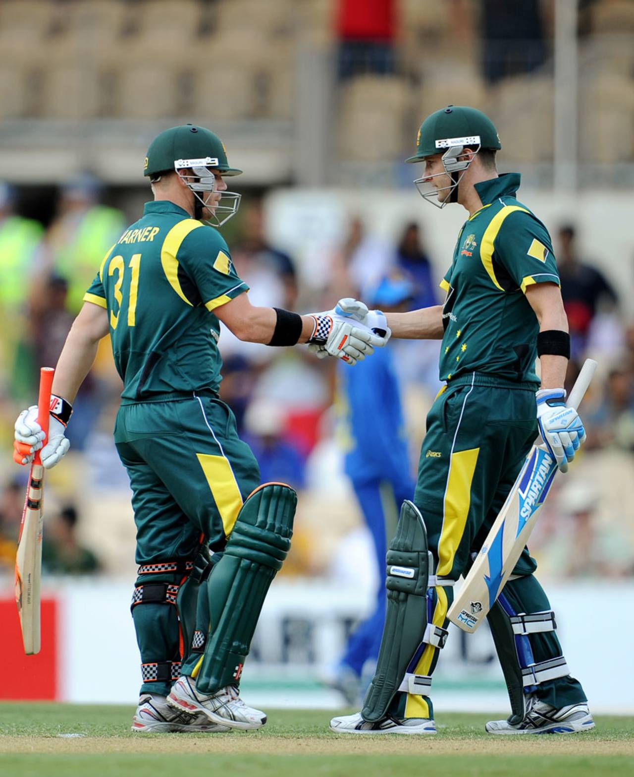 David Warner and Michael Clarke put on 184, Australia v Sri Lanka, Commonwealth Bank Series, 2nd final, Adelaide, March 6, 2012 