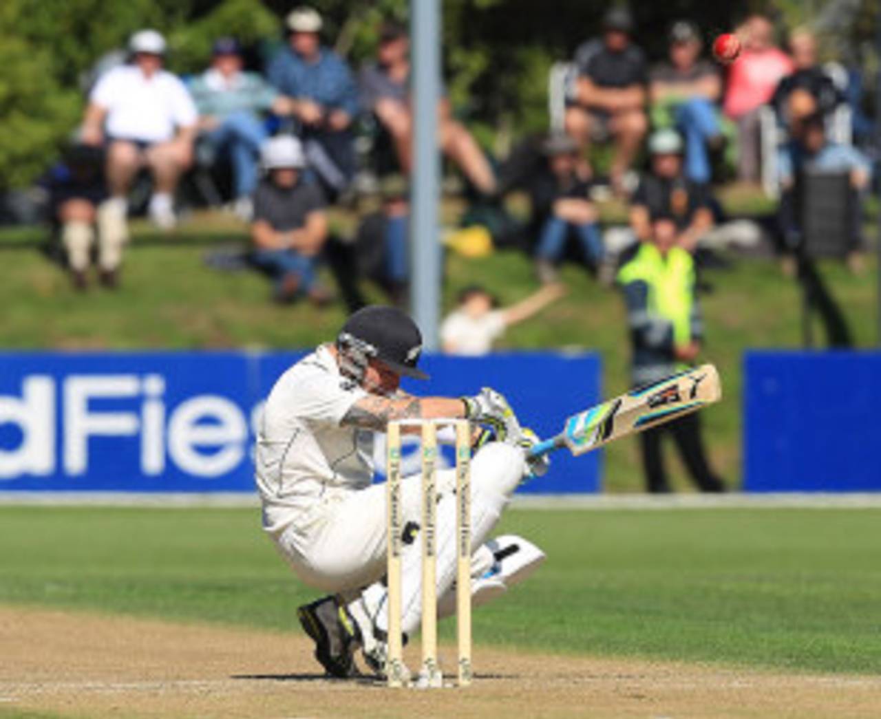 Brendon McCullum ducks a bouncer, New Zealand v South Africa, 1st Test, Dunedin, 2nd day, March 8, 2012