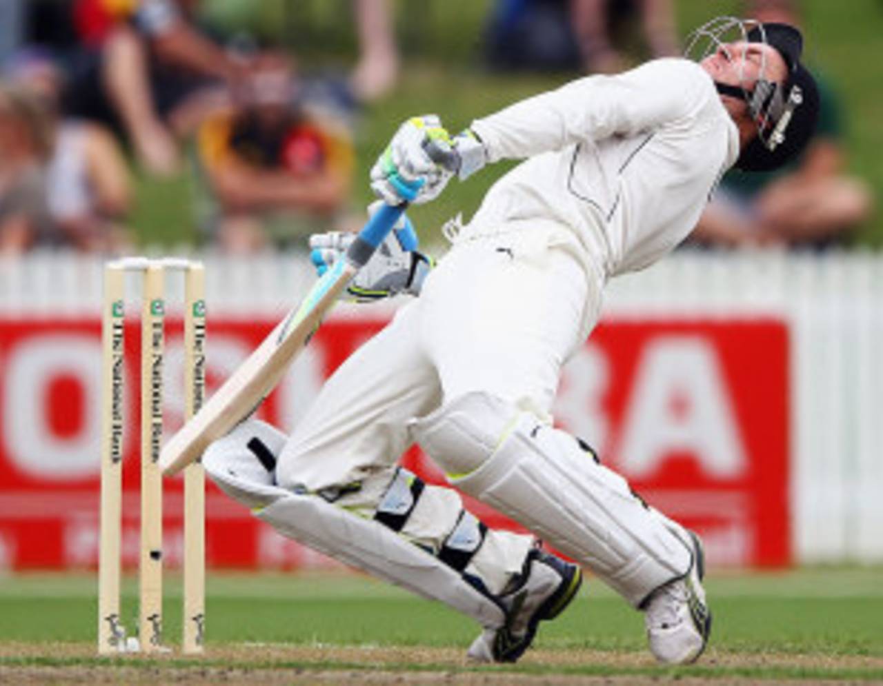 Brendon McCullum ducks to evade a bouncer, New Zealand v South Africa, 2nd Test, Hamilton, 1st day, March 15, 2012