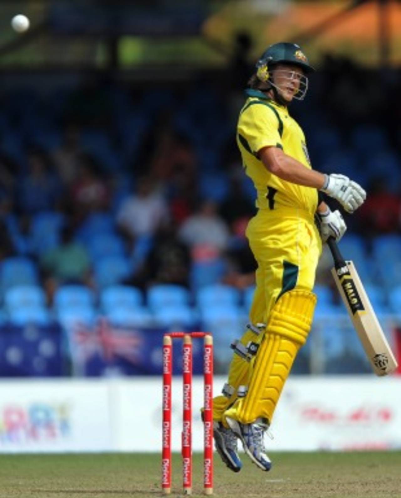 Shane Watson jumps to avoid a bouncer, West Indies v Australia, 1st ODI, St Vincent, March 16, 2012
