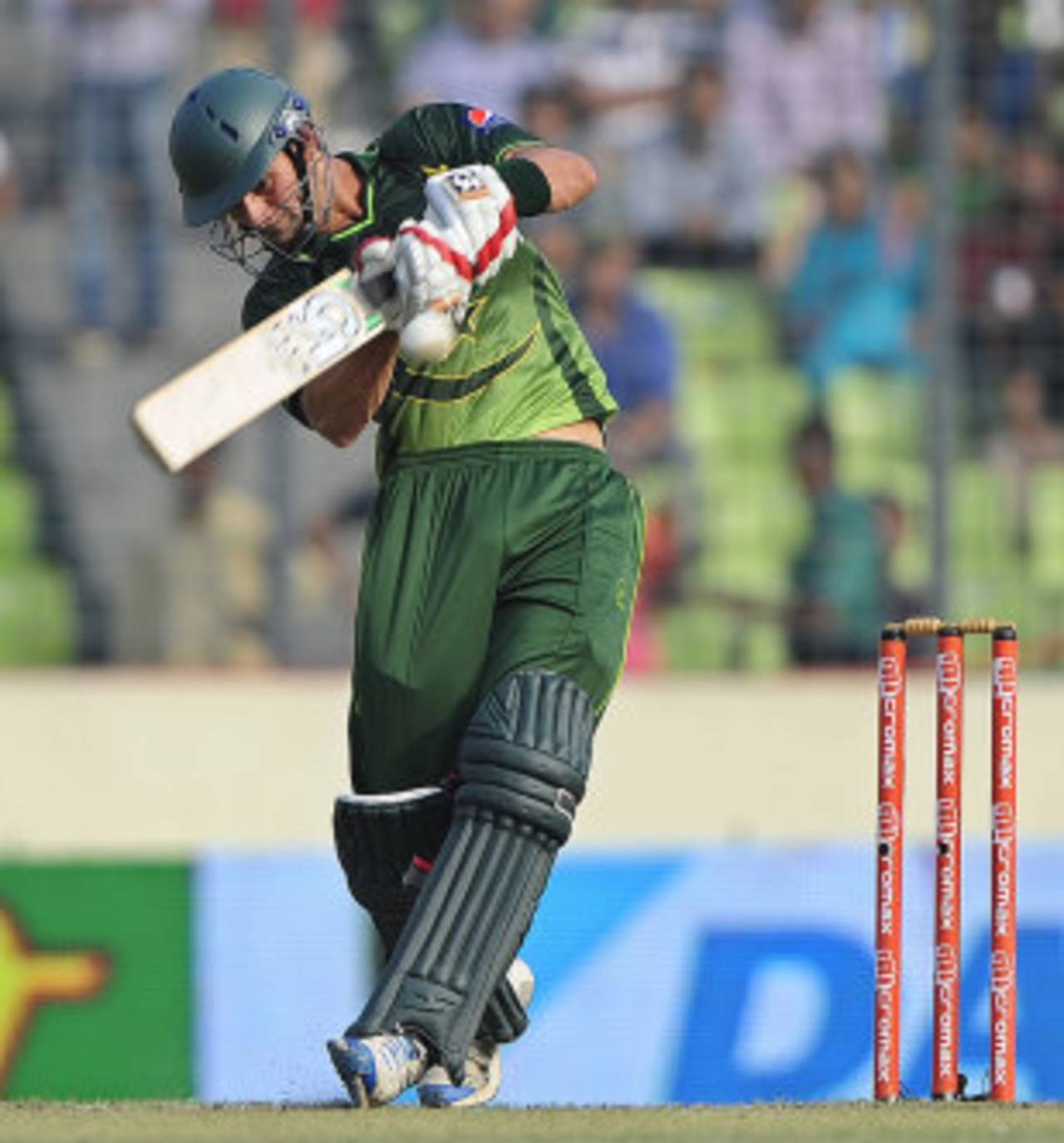 Hammad Azam swings across the line, Bangladesh v Pakistan, Asia Cup final, Mirpur, March 22, 2012