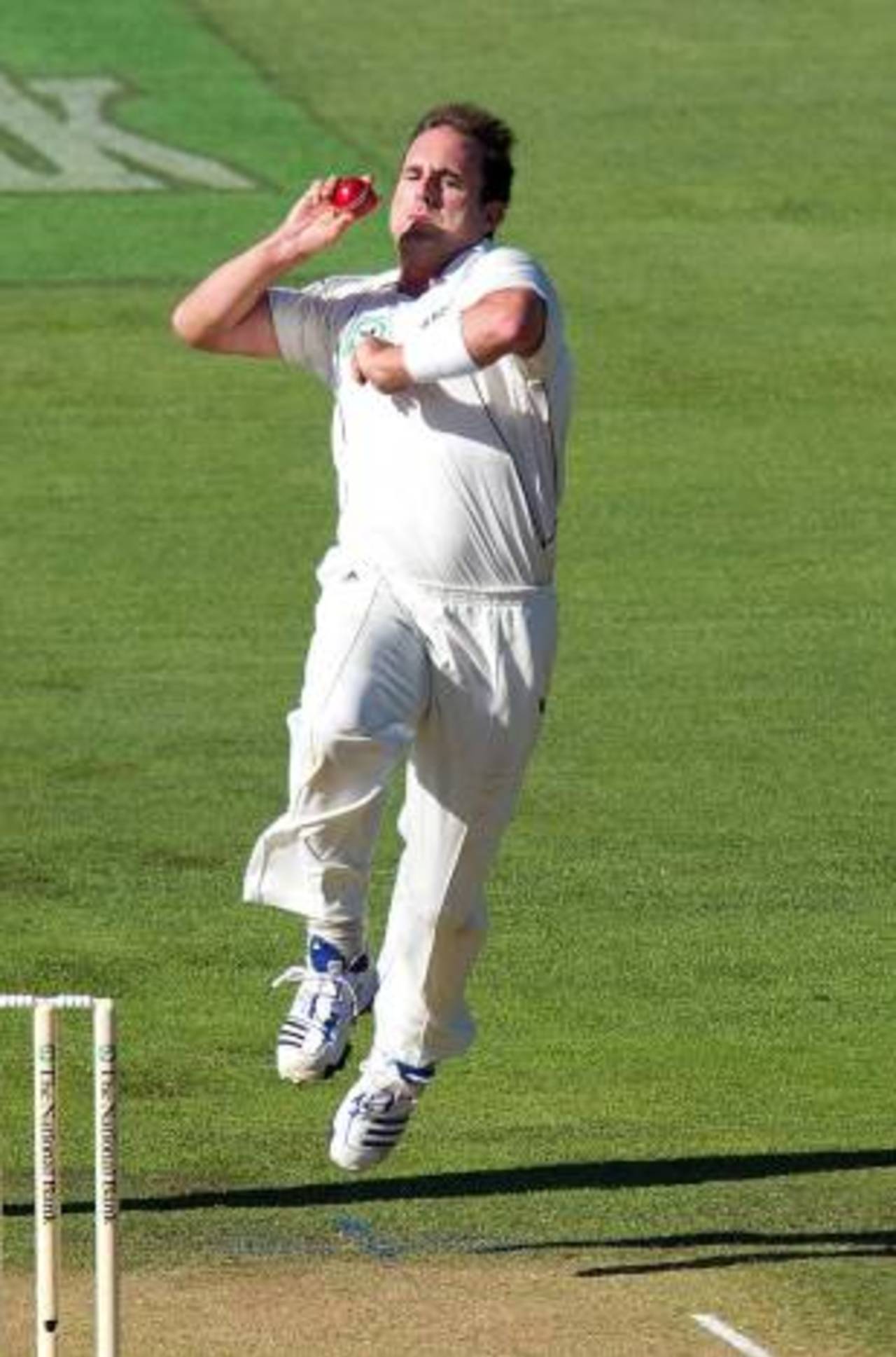 Mark Gillespie prepares to send one down, New Zealand v South Africa, 3rd Test, Wellington, 3rd day, March 25, 2012