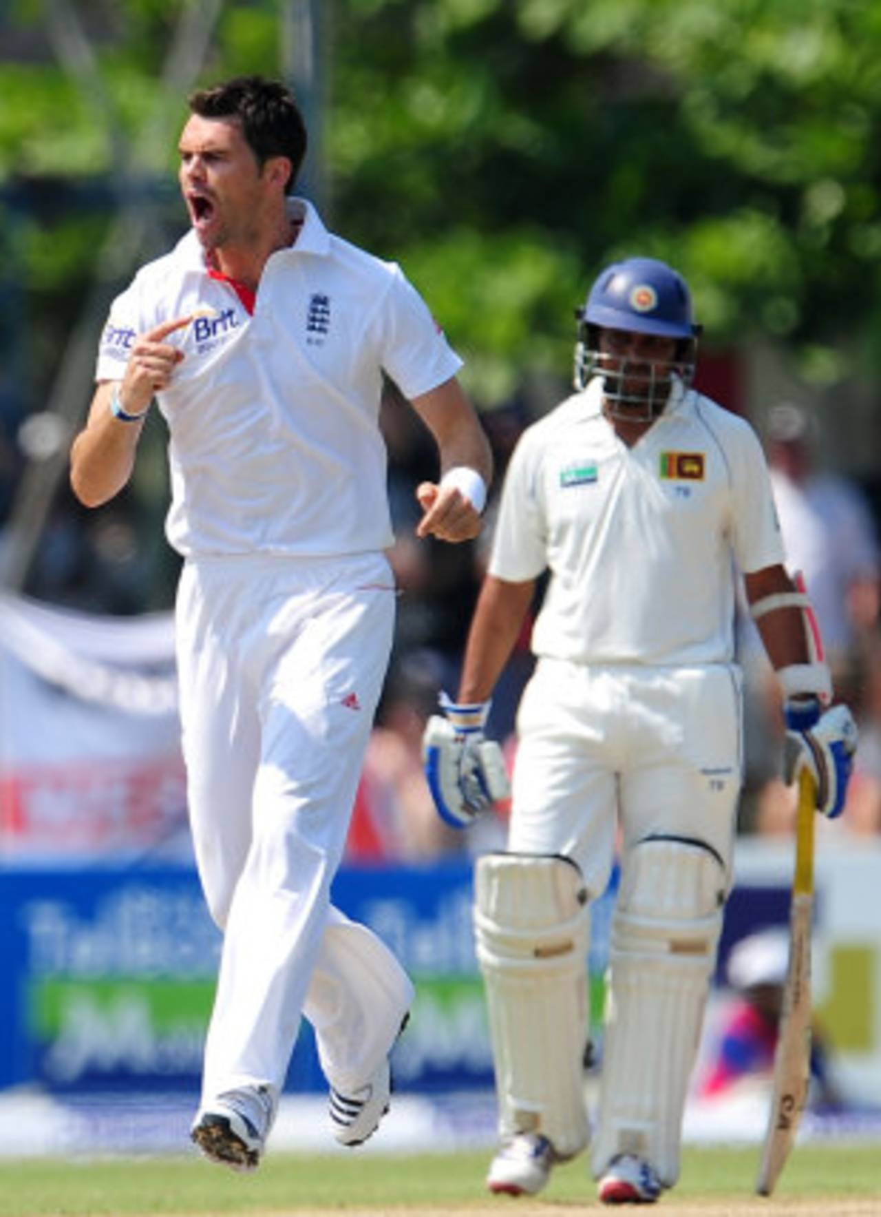 James Anderson is pumped up after a strike, Sri Lanka v England, 1st Test, Galle, 1st day, March 26, 2012