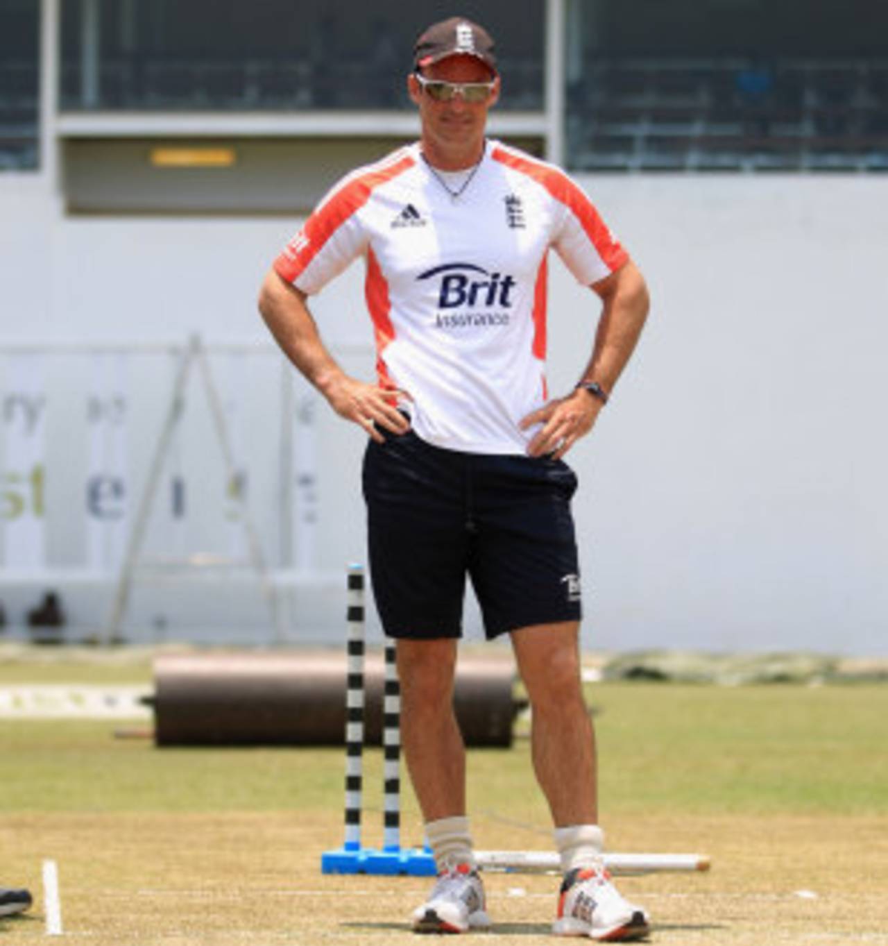 Andrew Strauss assesses the Colombo wicket, Colombo, April 2, 2012
