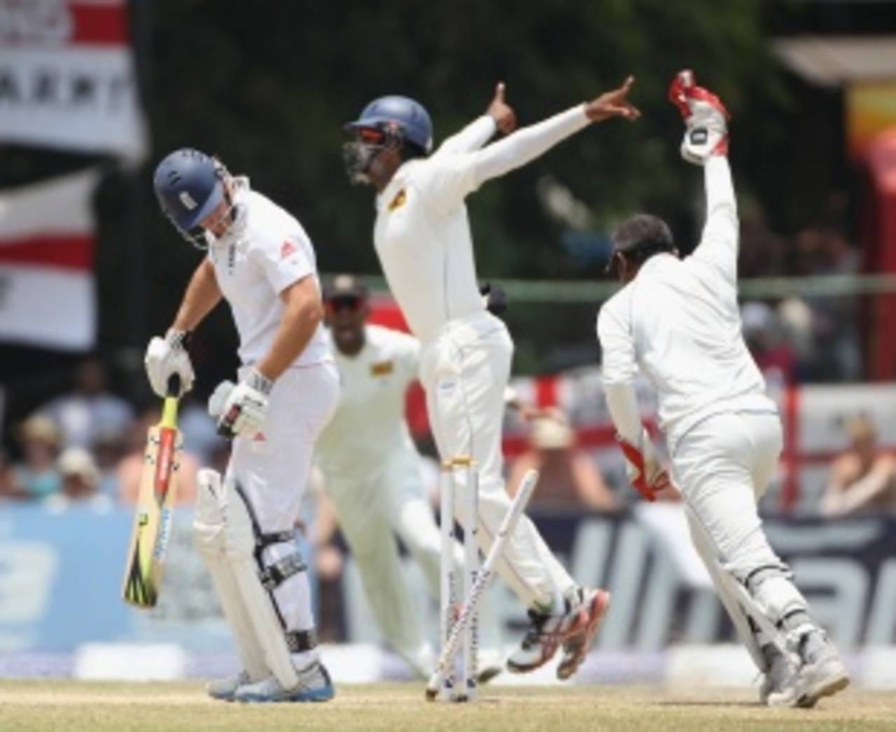 Andrew Strauss was bowled for a duck, Sri Lanka v England, 2nd Test, Colombo, P Sara Oval, 5th day, April 7, 2012