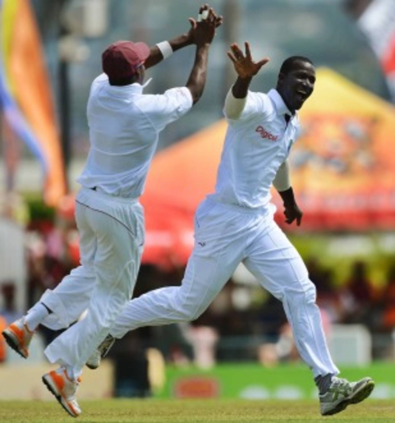 Darren Sammy celebrates Ed Cowan's wicket, West Indies v Australia, 1st Test, Barbados, 3rd day, April 9, 2012