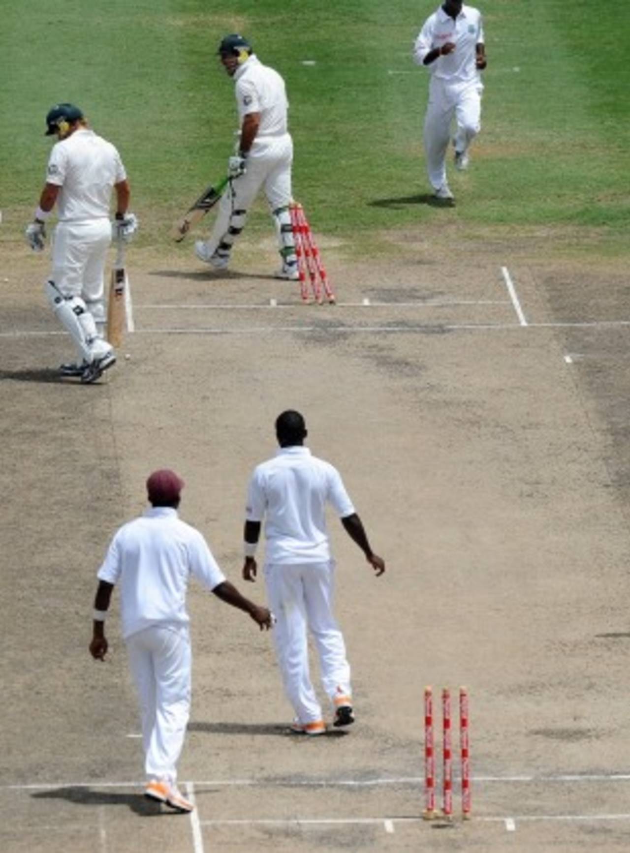 Ricky Ponting vents his frustration after being run out, West Indies v Australia, 1st Test, Barbados, 3rd day, April 9, 2012