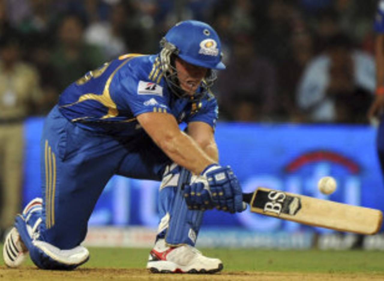 Richard Levi reverse-sweeps, Mumbai Indians v Rajasthan Royals, IPL, Mumbai, April 11, 2012