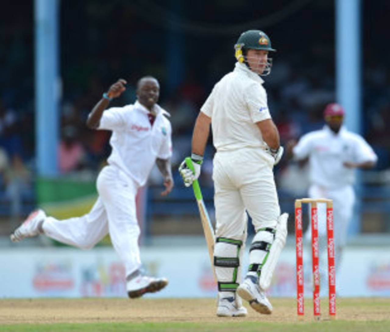 Kemar Roach picked up Ricky Ponting's wicket in the first innings in Trinidad&nbsp;&nbsp;&bull;&nbsp;&nbsp;AFP